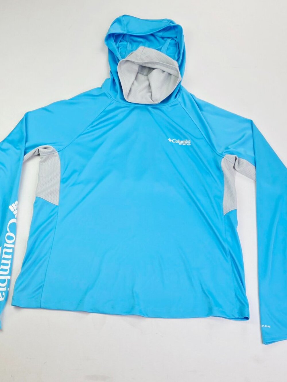Columbia Terminal Deflector PFG Omni Shade Womens Sz Medium Blue Pullover Hoodie